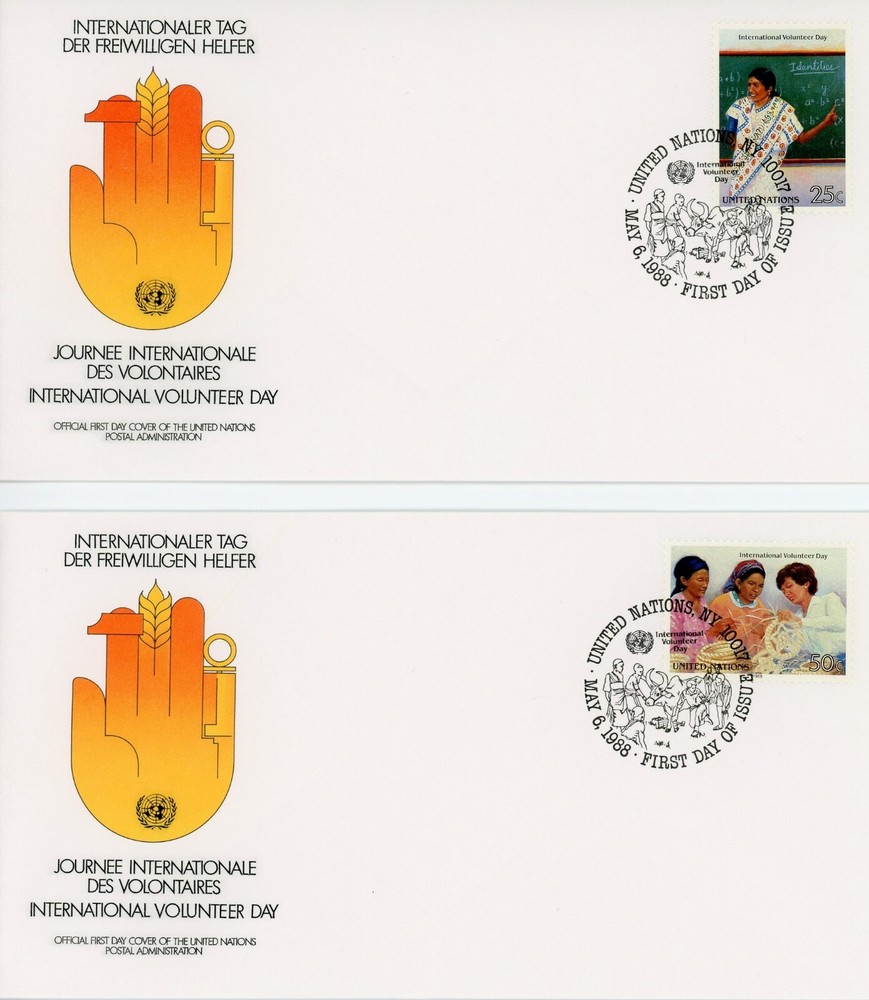 United Nations New York 524-525 FDC Set International Volunteer Day