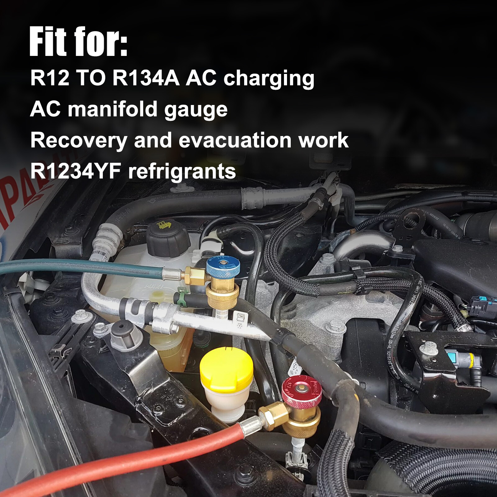 R1234YF to R134A Adapter Kit Quick Couplers High/Low Side Conversion for Car A/C