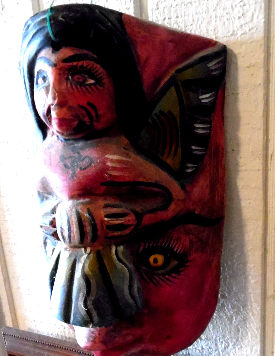 VINTAGE HAND CARVED & PAINTED GUERRERO MEXICO NAHUA WOOD FOLK ART MASK #2