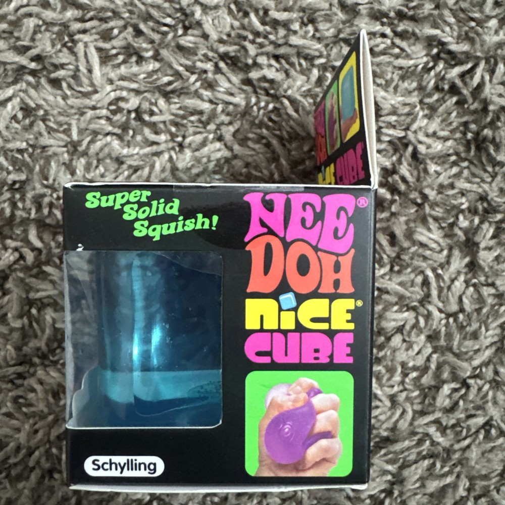 Schylling NeeDoh Nice Cube BLUE Squeeze Toy with Super Solid Squish. Fast Ship