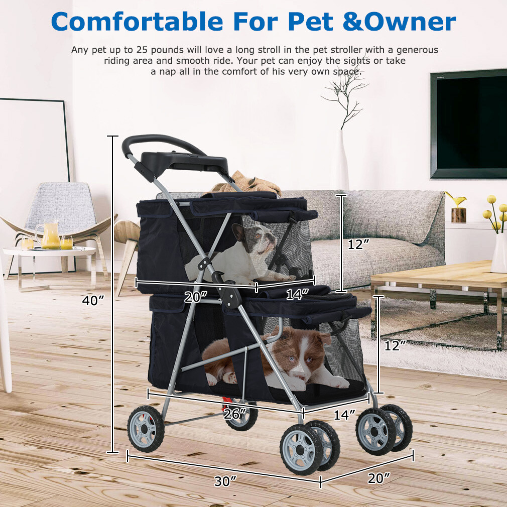 Dog Stroller Cat Stroller Pet Carriers Bag Jogger Stroller for Small Medium Dogs