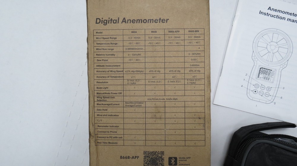 HOLDPEAK HP-866B DIGITAL ANEMOMETER NEW