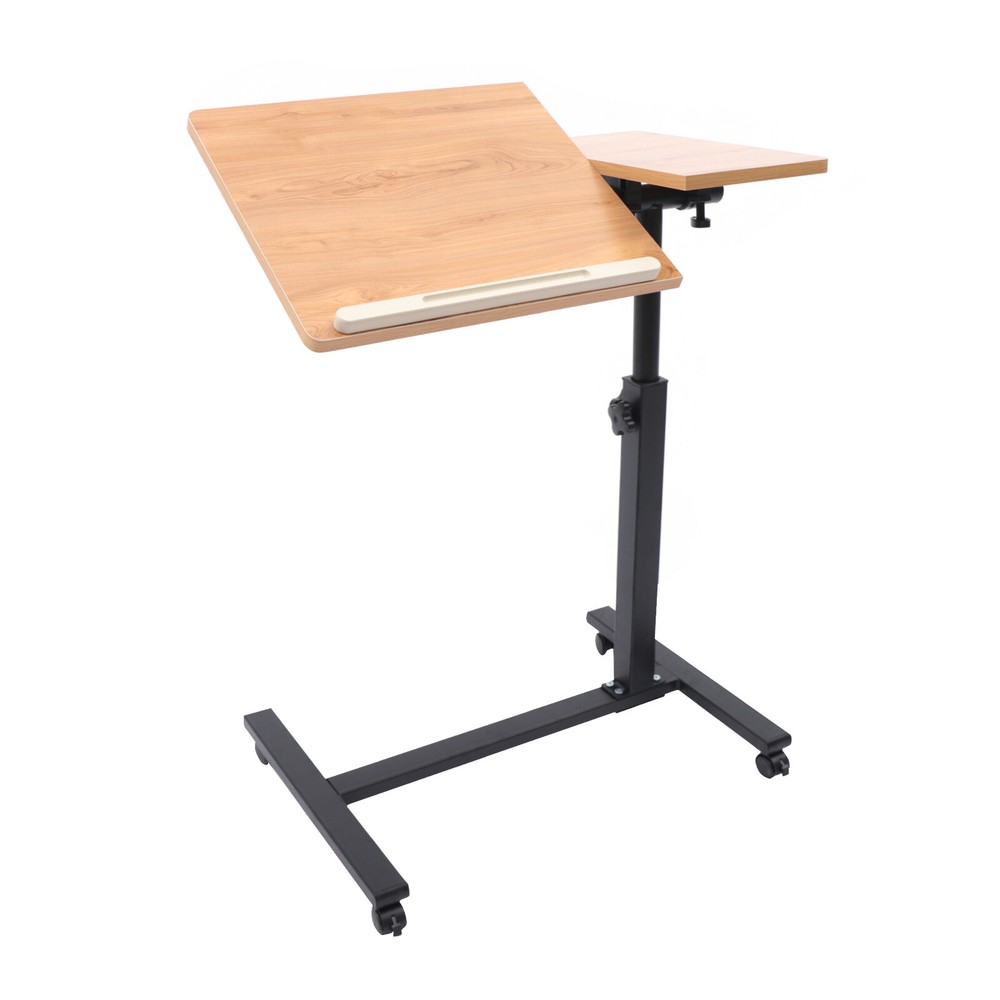 Rolling Laptop Desk Mobile Computer Stand Bed Side Table Adjustable Office Desk