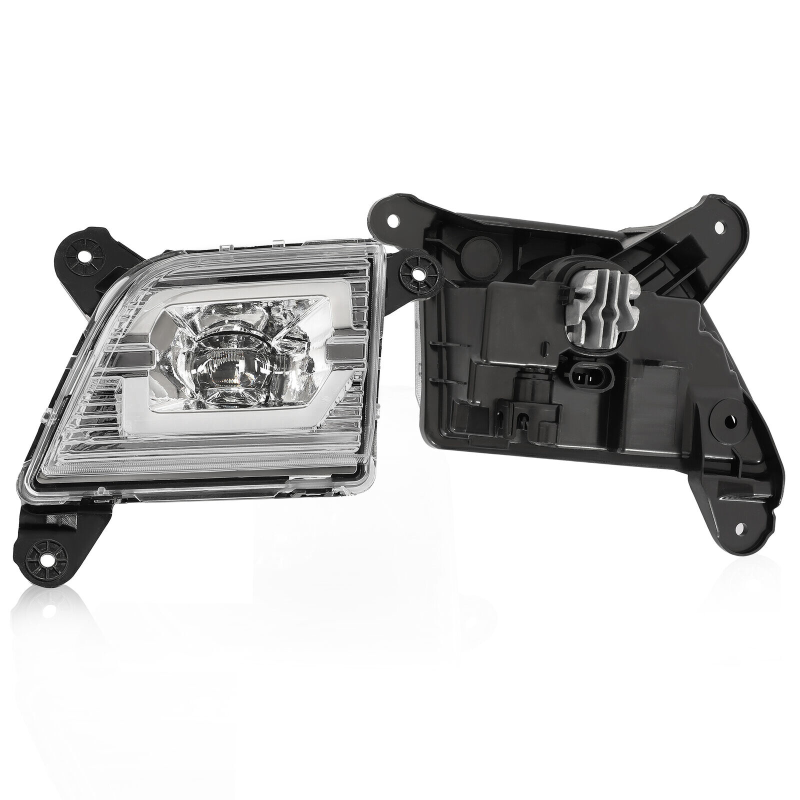 Pair Fog Lights Clear LED DRL w/ Wiring For 2019-2021 2022 Chevy Silverado 1500