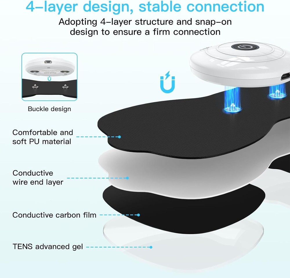Tens Unit Wireless Electrode Pads, Replacement Pads with Black
