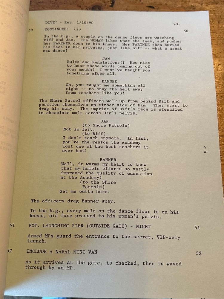 GOING UNDER AKA DIVE MOVIE ORIGINAL SCREENPLAY SCRIPT BILL PULLMAN