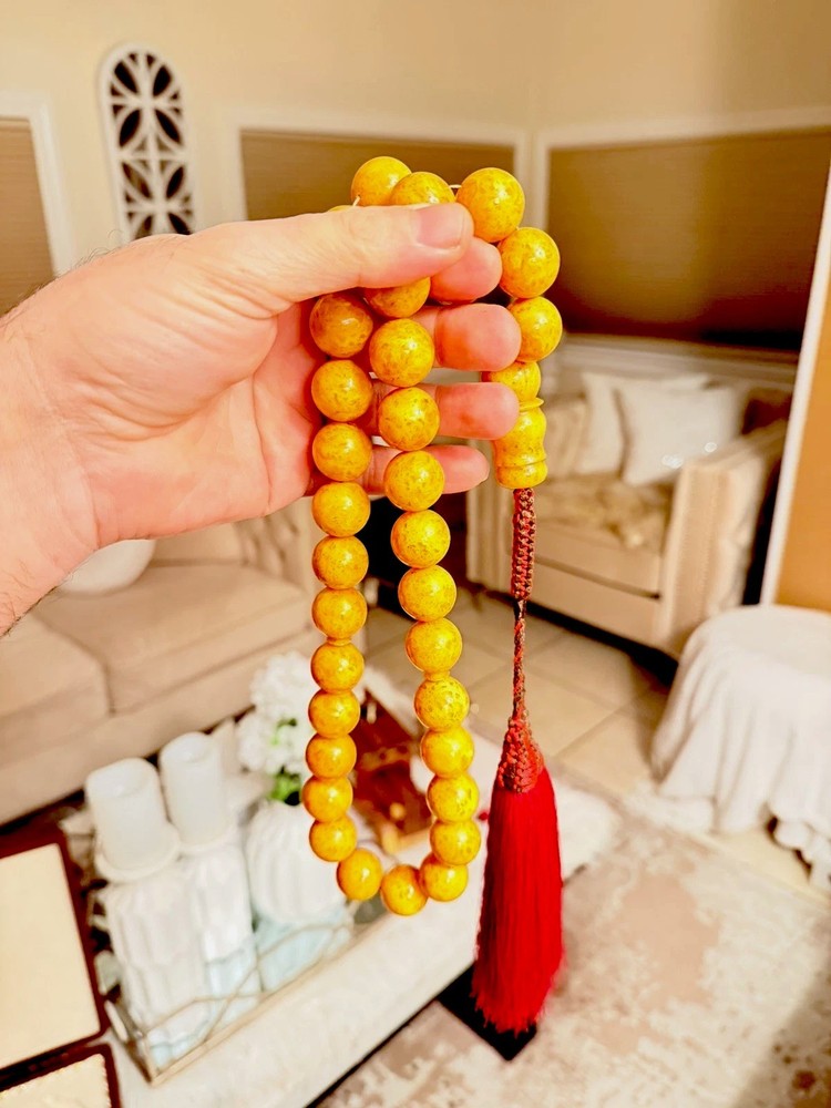 Natural Pressed Amber Islamic Rosary 34-bead مسباح كهرب كهرمان ضغط قديم مسبحة