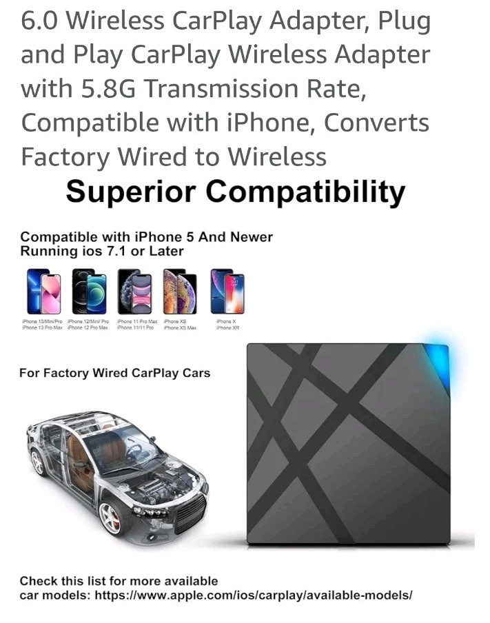 Wireless CarPlay Adapter USB Dongle For iPhone Apple Wireless Carplay Plug &Play