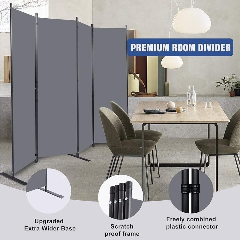 Portable Room Divider Adjustable Folding Privacy Screen Home Office Use