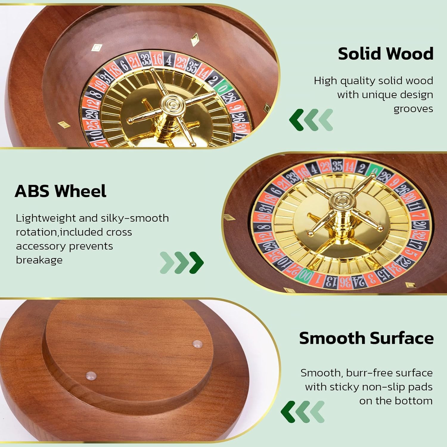 10 Inch Wooden Roulette Wheel,Professional Solid Wood Casino Roulette Wheels for