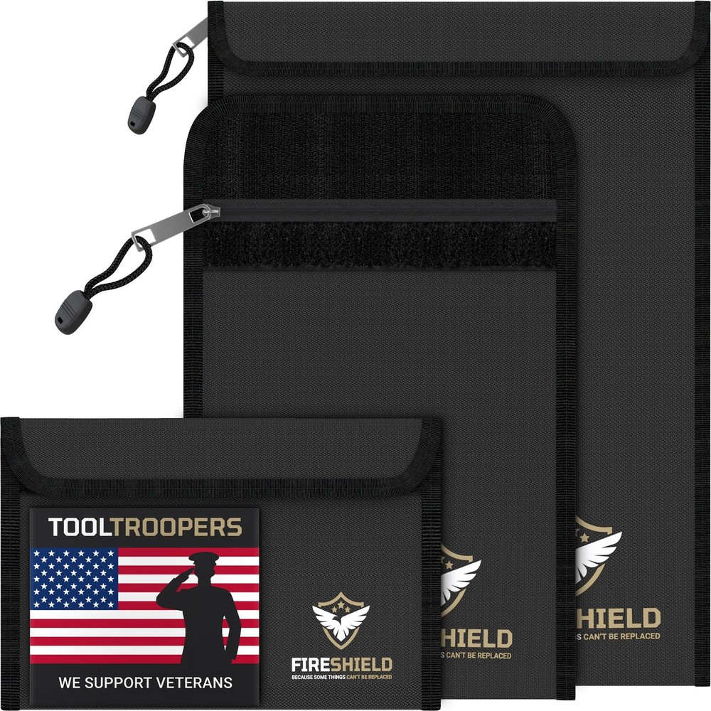 FIRESHIELD PRO Upgraded 2000°F Fireproof Small, Medium, Large, Matte Black