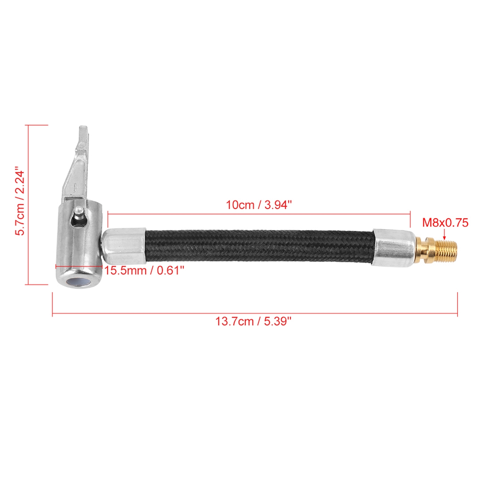 10cm Car Tire Valve Connect Air Chuck Inflator Pump Extension Hose Adapter 2pcs