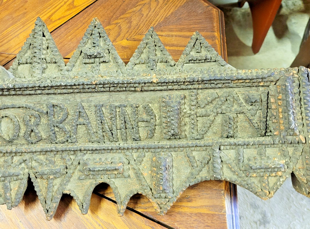 TRAMP ART WINDOW VALANCE 1908 UNUSUAL