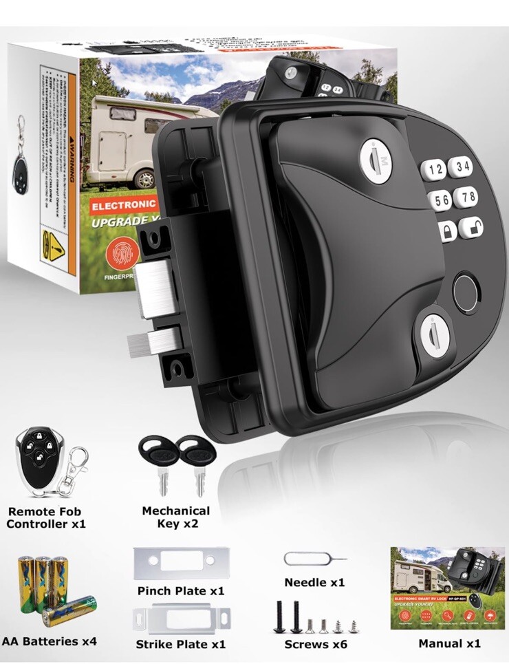 RV Door Lock Replacement, RV Lock Keyless Entry w/Remote Fob Controller
