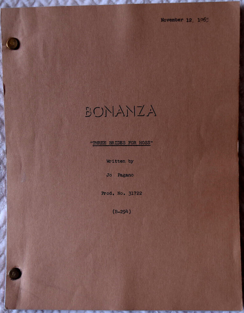 1965 Bonanza "Three Brides for Ross" Original Screenplay Script