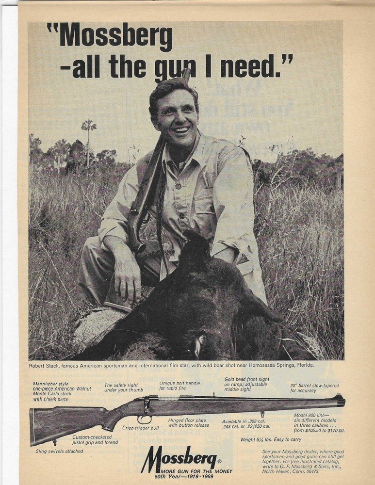 ROBERT STACK MOSSBERG ORIGINAL PRINT AD