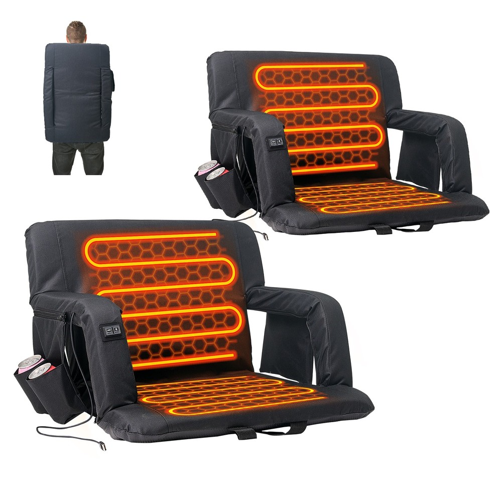 25-Inch Heated Bleacher Seats 2 Pack - Extra Wide Design with Back Support.
