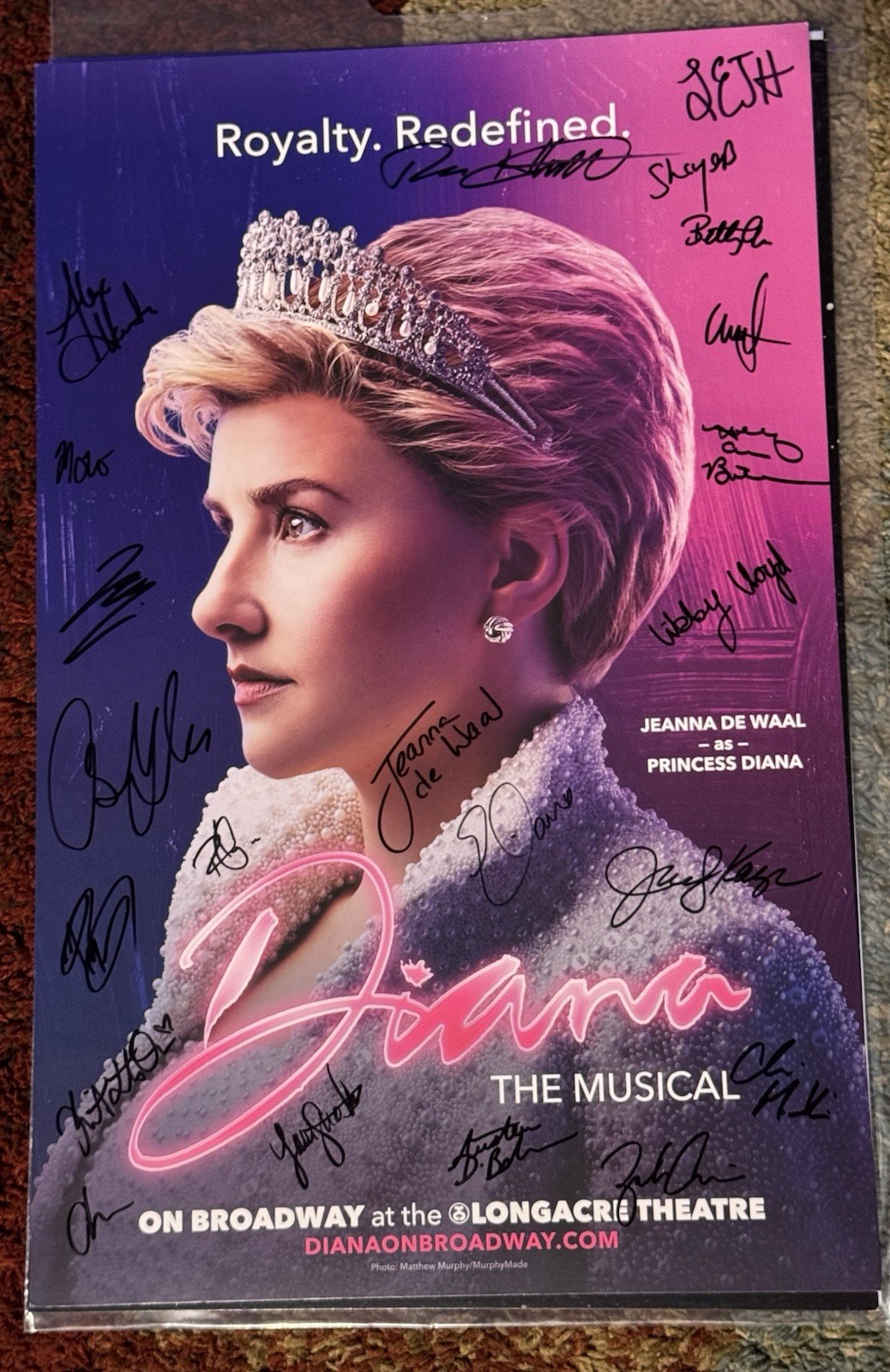 DIANA Musical Broadway Cast Jeanna de Waal Signed Poster Rare Princess