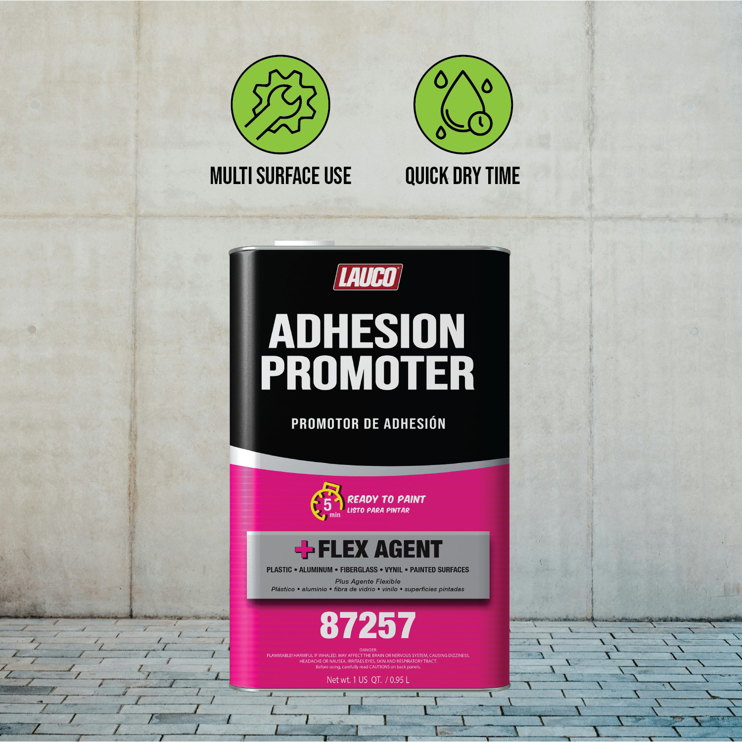 Lauco Adhesion Promoter Quart – Fast-Dry Flex Agent for Auto Plastics & Metal