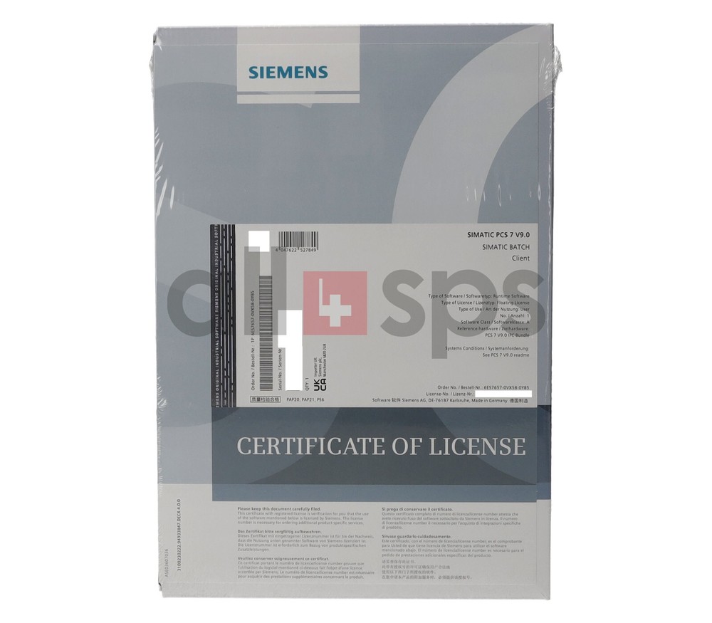 SIMATIC PCS 7 BATCH CLIENT V9.0 FLOATING - 6ES7657-0VX58-0YB5 (NS)