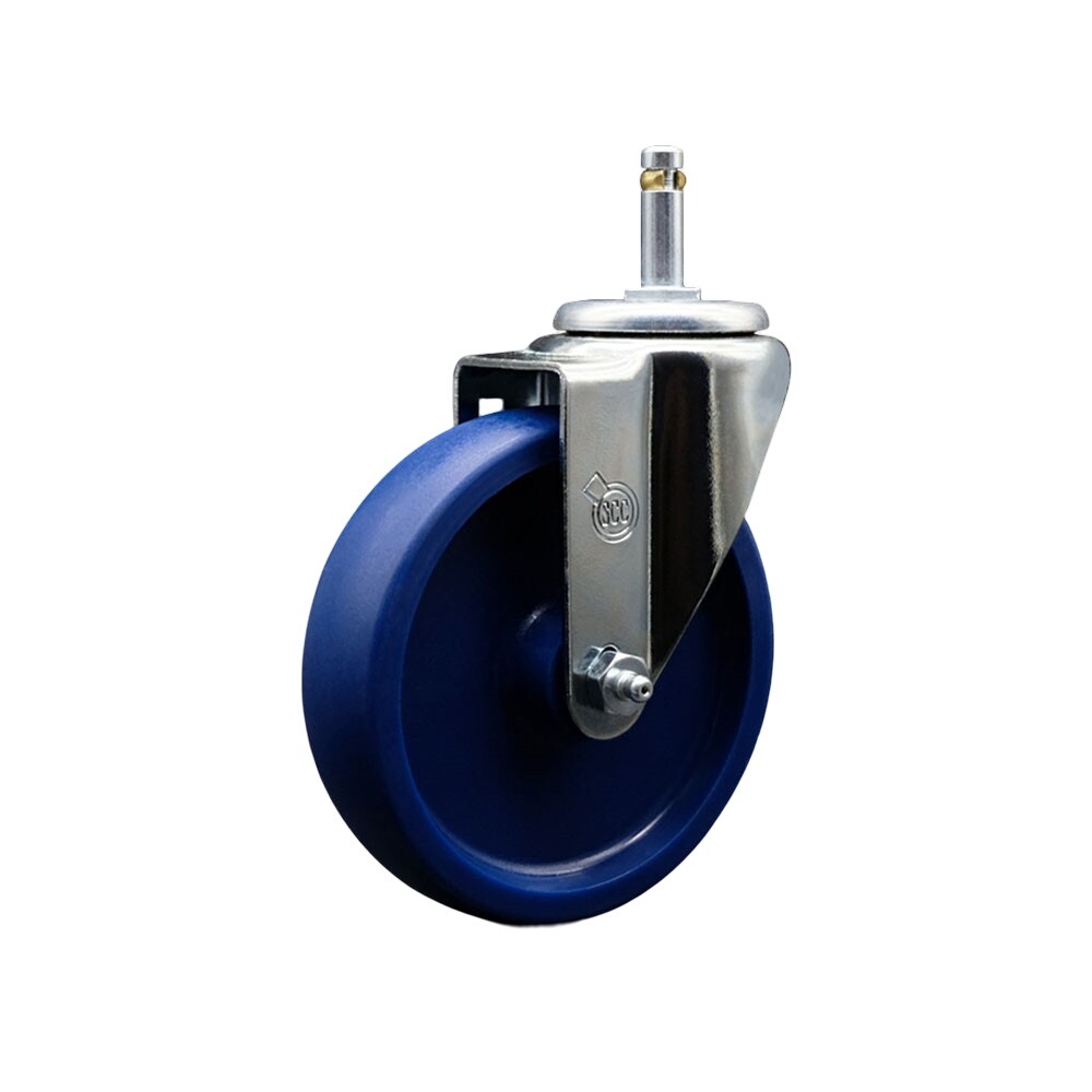 5 Inch Solid Polyurethane Wheel Swivel 7/16 Inch Grip Ring Stem Caster SCC