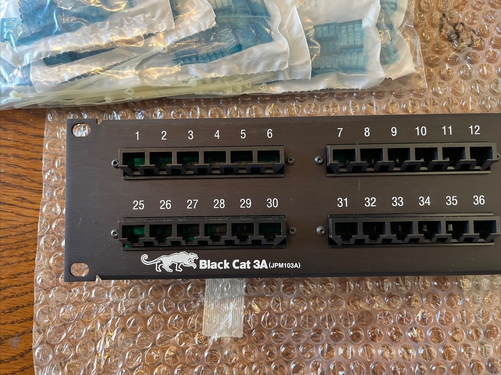 Black Box CAT3 Panel 48-Port Patch Panel T568A Wired 19” 2- Rack Space (NEW)