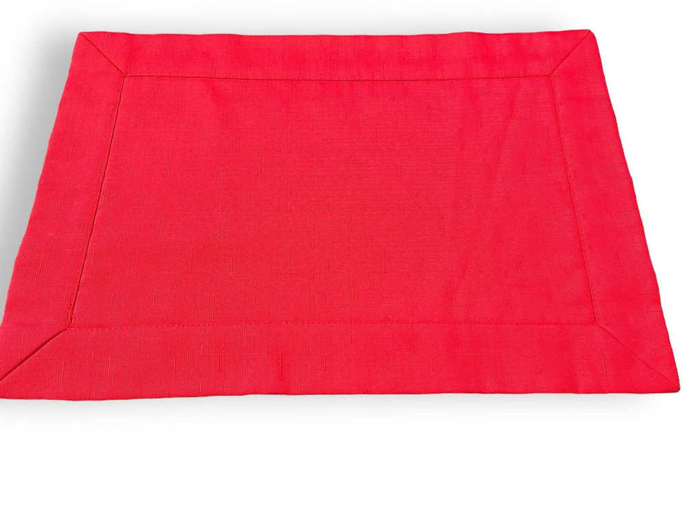 10 Classic Red Hemstitch Rectangular Placements for Christmas Holidays All Year