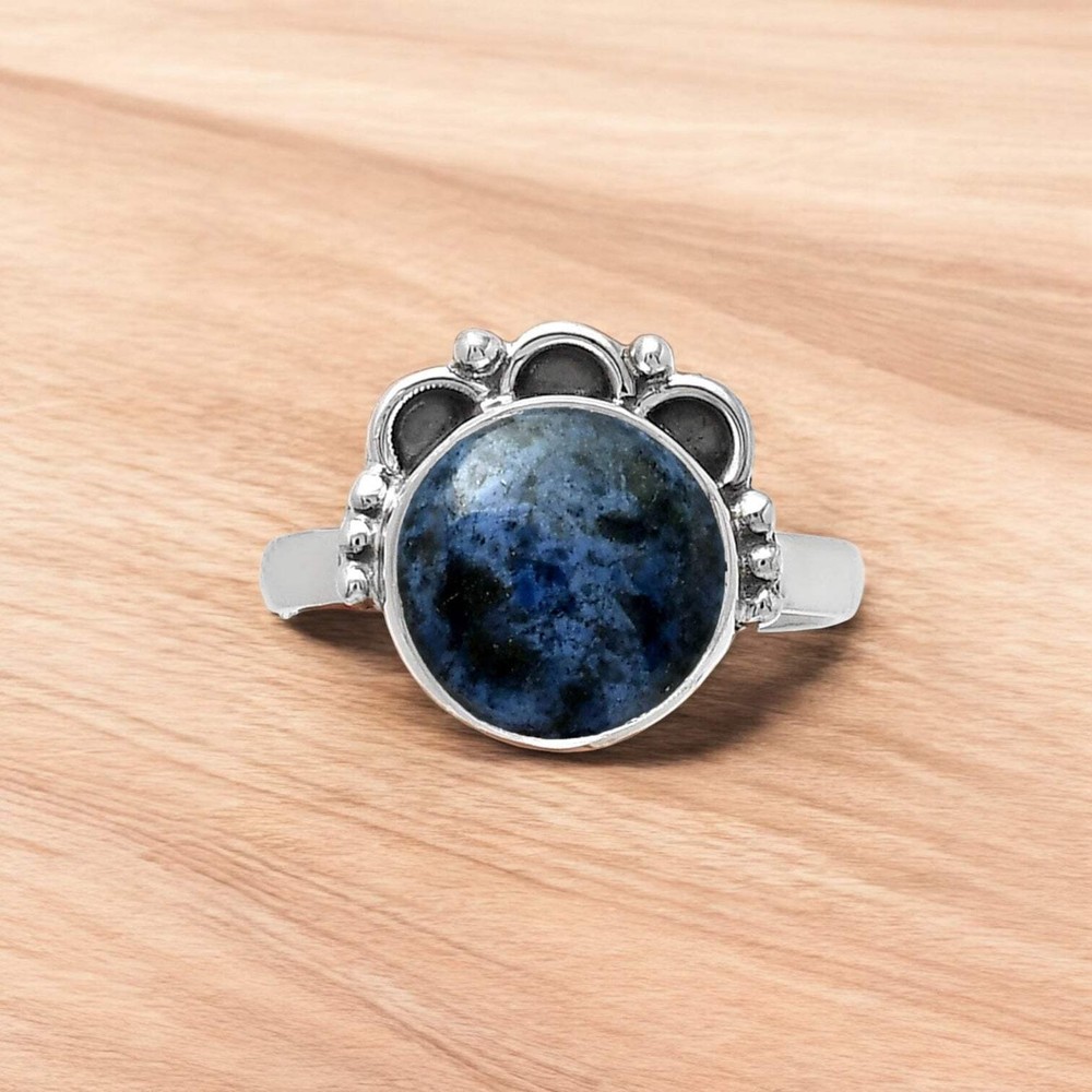Dumortierite Blue Quartz Solid 925 Sterling Silver Ring 8