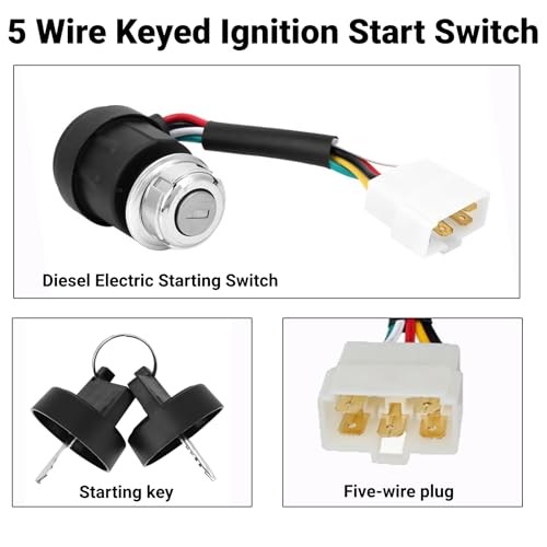 Ignition Key Switch 5 Wire with 2 Keys for 178F 186F Air Cooled Engine