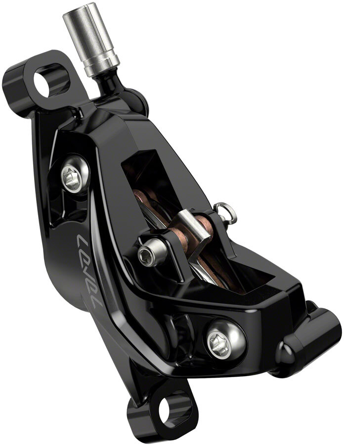 SRAM Level Silver Stealth Disc Brake and Lever - Front, Post Mount, 4-Piston,