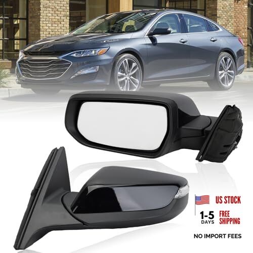 Driver Side View Mirror Compatible with 2016 Left Driver Side 7Pins-Gloss Black