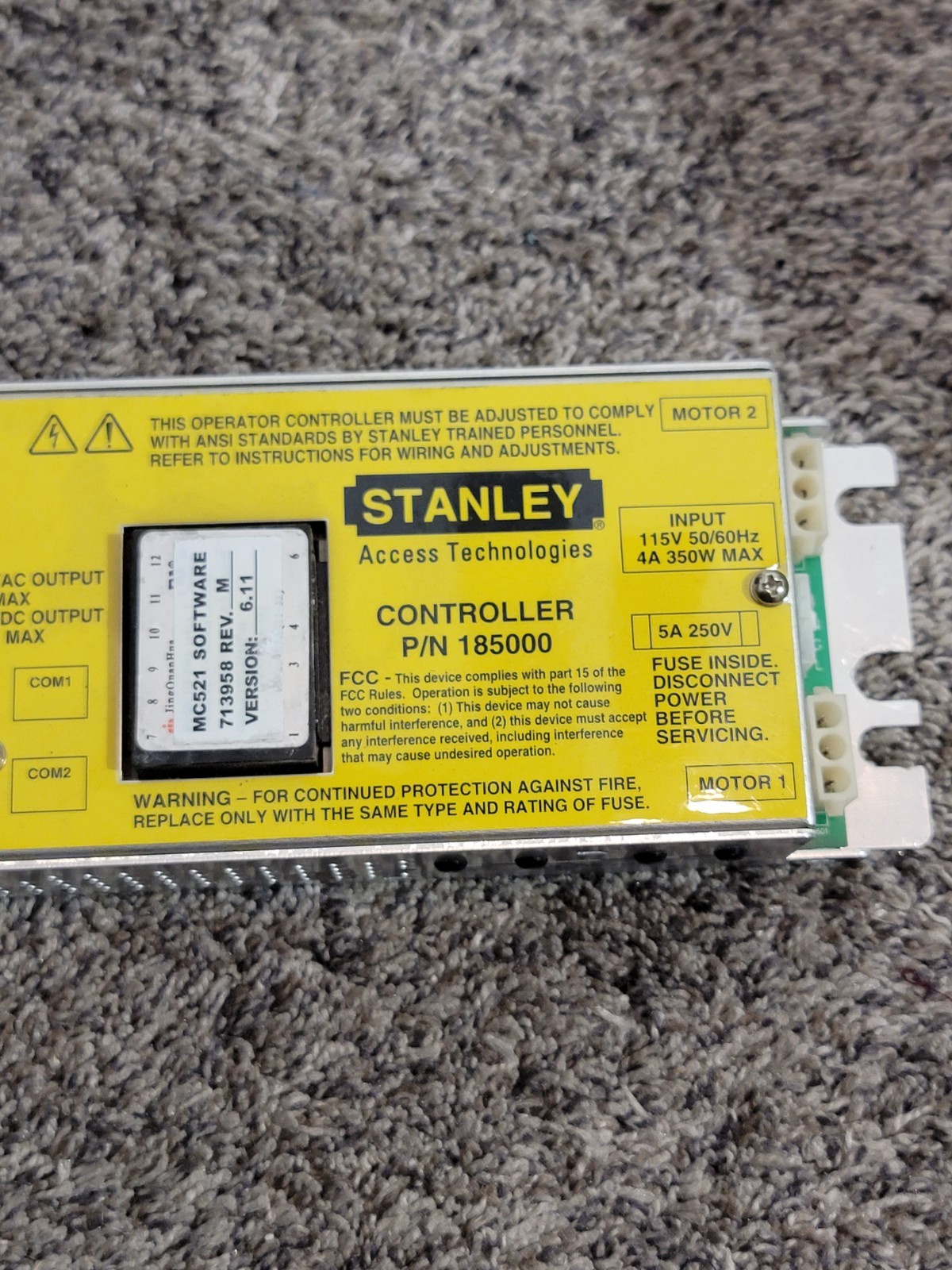 Stanley Access Controller 185000-1 MC521 Version V.6.11 Rev M TESTED Works