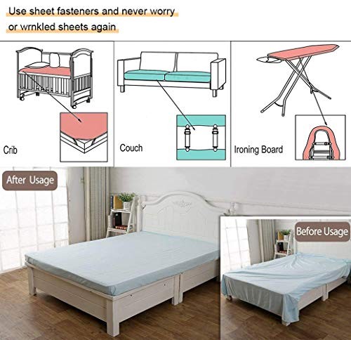 4Pcs Adjustable Bed Sheet Straps Clips, Elastic Mattress Sheet 4pcs-white