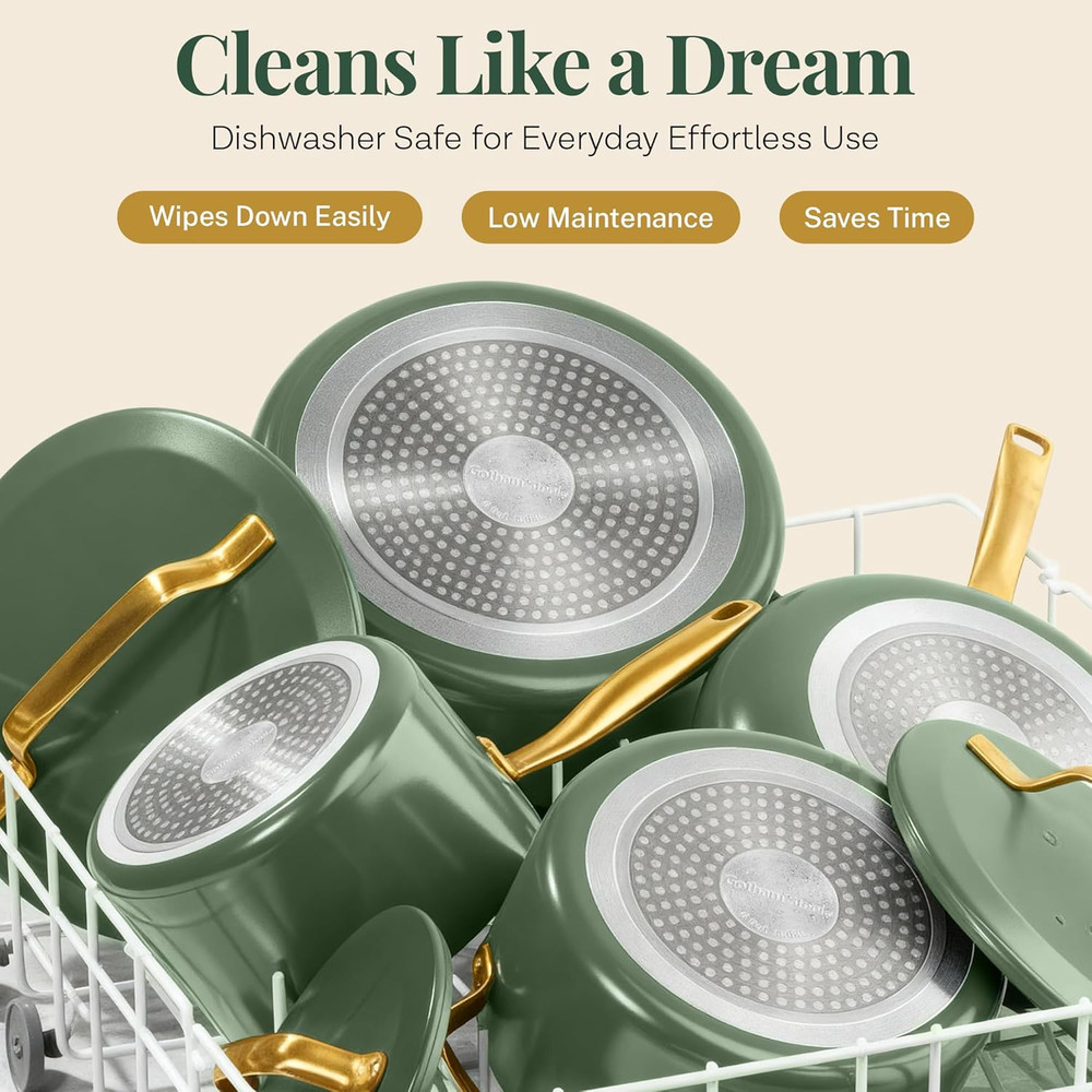 11 Pc Ceramic Cookware Set Non Stick with Steamer Induction Ready