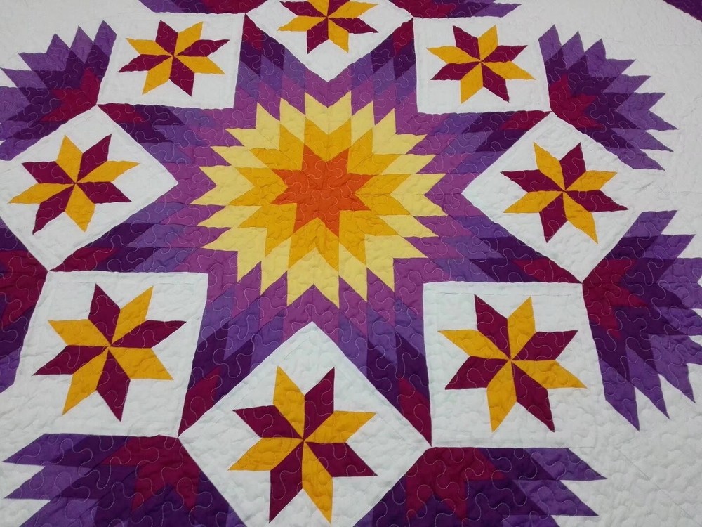 Queen size machine pieced and quilted Patchwork quilt#114