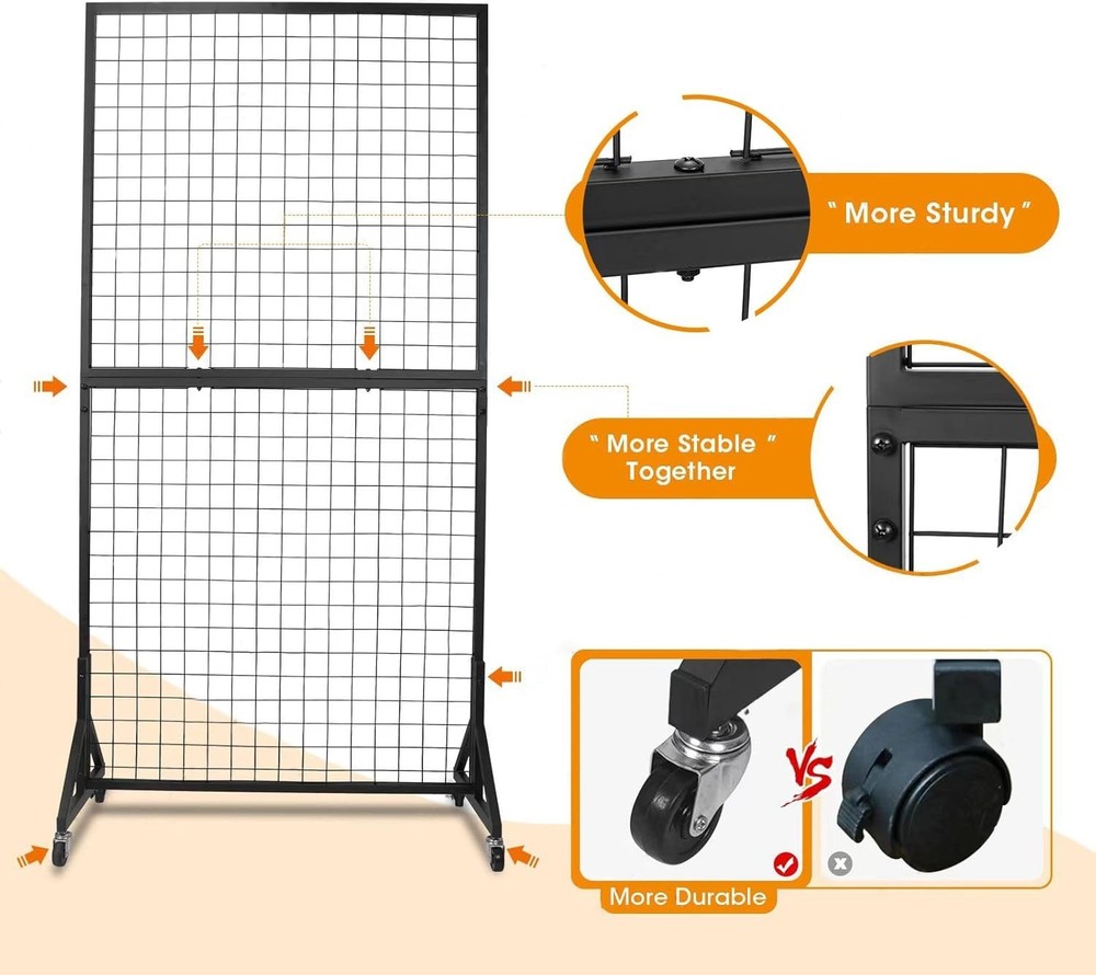 Display Grid Rack 2 Pack 3' x 6 ft Metal Panel Stand Retail Art Craft Gridwall
