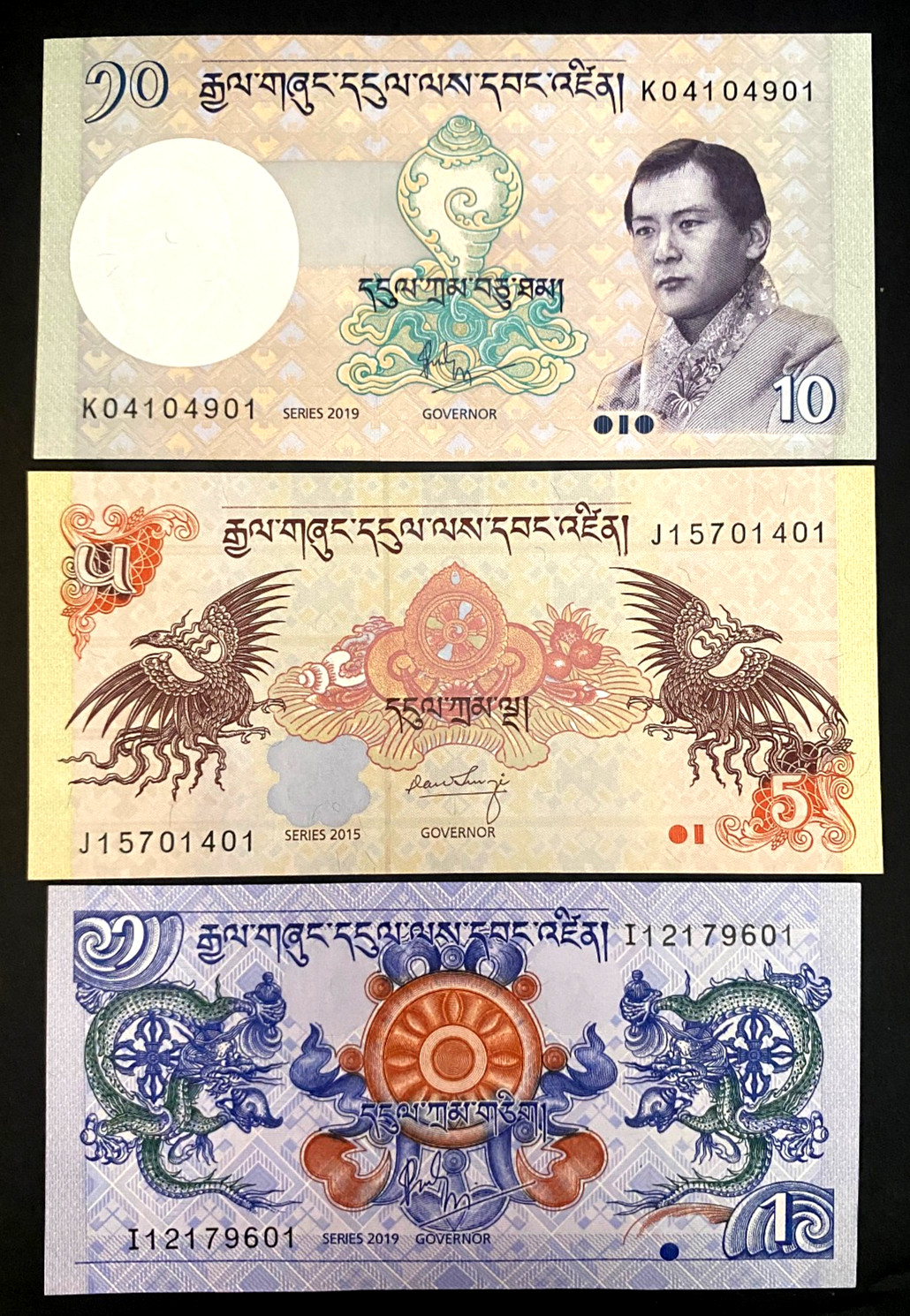 Bhutan 1,5,10 Ngultrum 2015-2019 Banknote Set World Paper Money UNC Currency