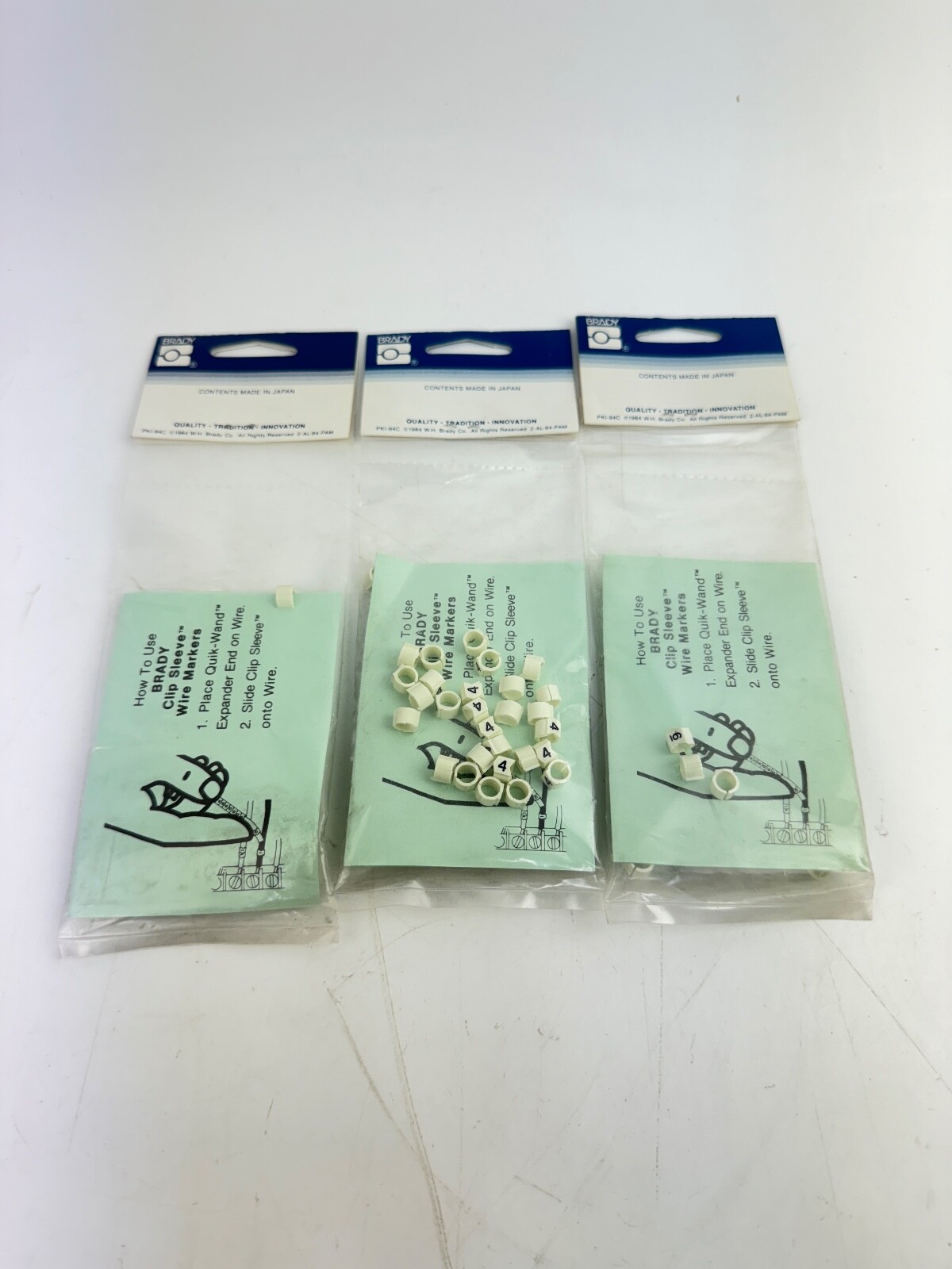 BRADY SCN-23 ASSORTED CLIP-SLEEVE WIRE MARKERS *LOT OF 3 BAGS* #4, 6, 9