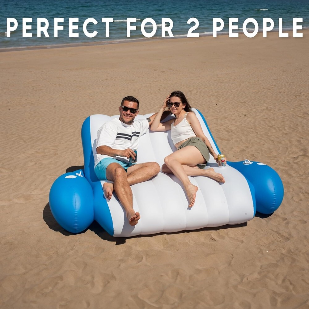 Zone Tech Inflatable Recliner Pool Float Dry Duo Float Pool Lounger for 1 or 2