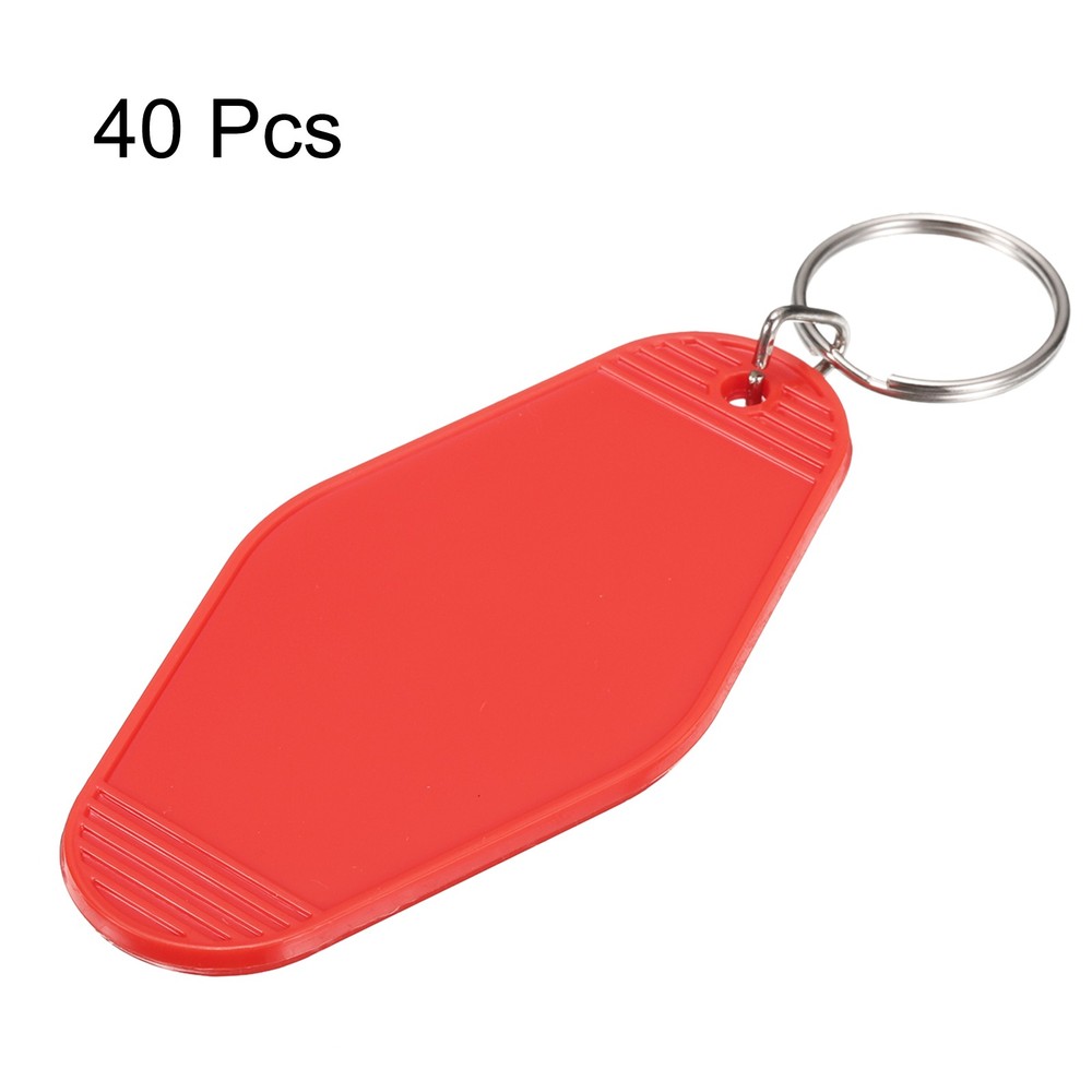 40pcs Hotel Keychains Blank, Plastic Rhombus Motel Keychains, Red