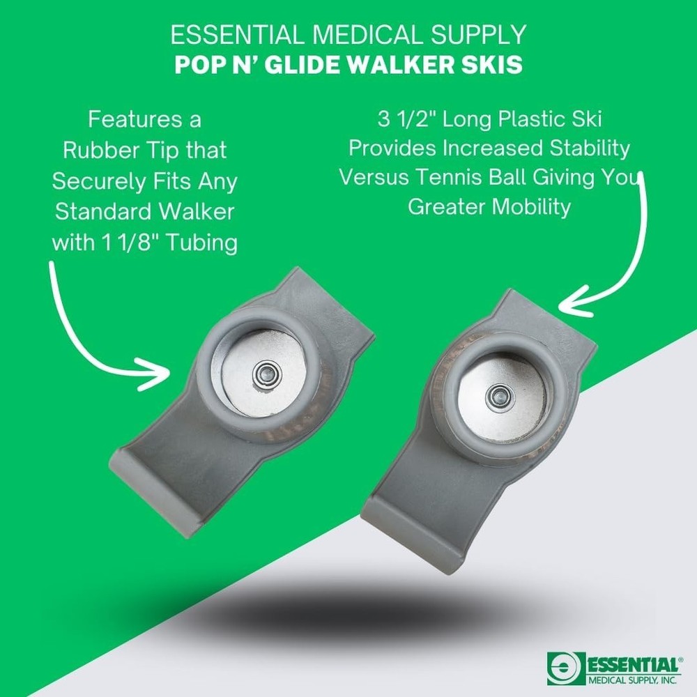 Universal Fit Pop & Glide Walker Ski Glides - Safe & Easy Mobility Solution