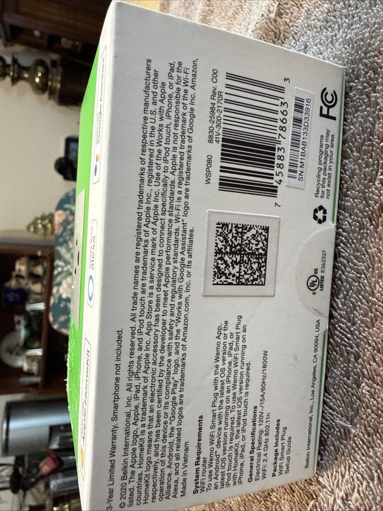 Wemo WiFi Smart Plug WSP080 White New Sealed