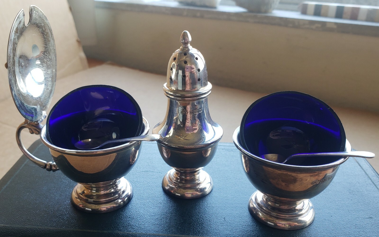 Antique Sterling Silver Elkington Complete Set in Original Case Shaker