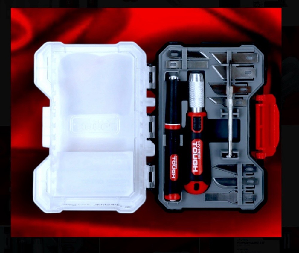 2 Sets: Hyper Tough 12pc Precision Knife Tool Set + Click Fit Storage Case NEW