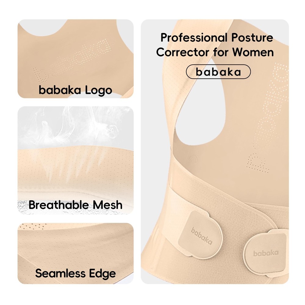 Posture Corrector for , Invisible Lightweight Adjustable Back Brace for Upper...