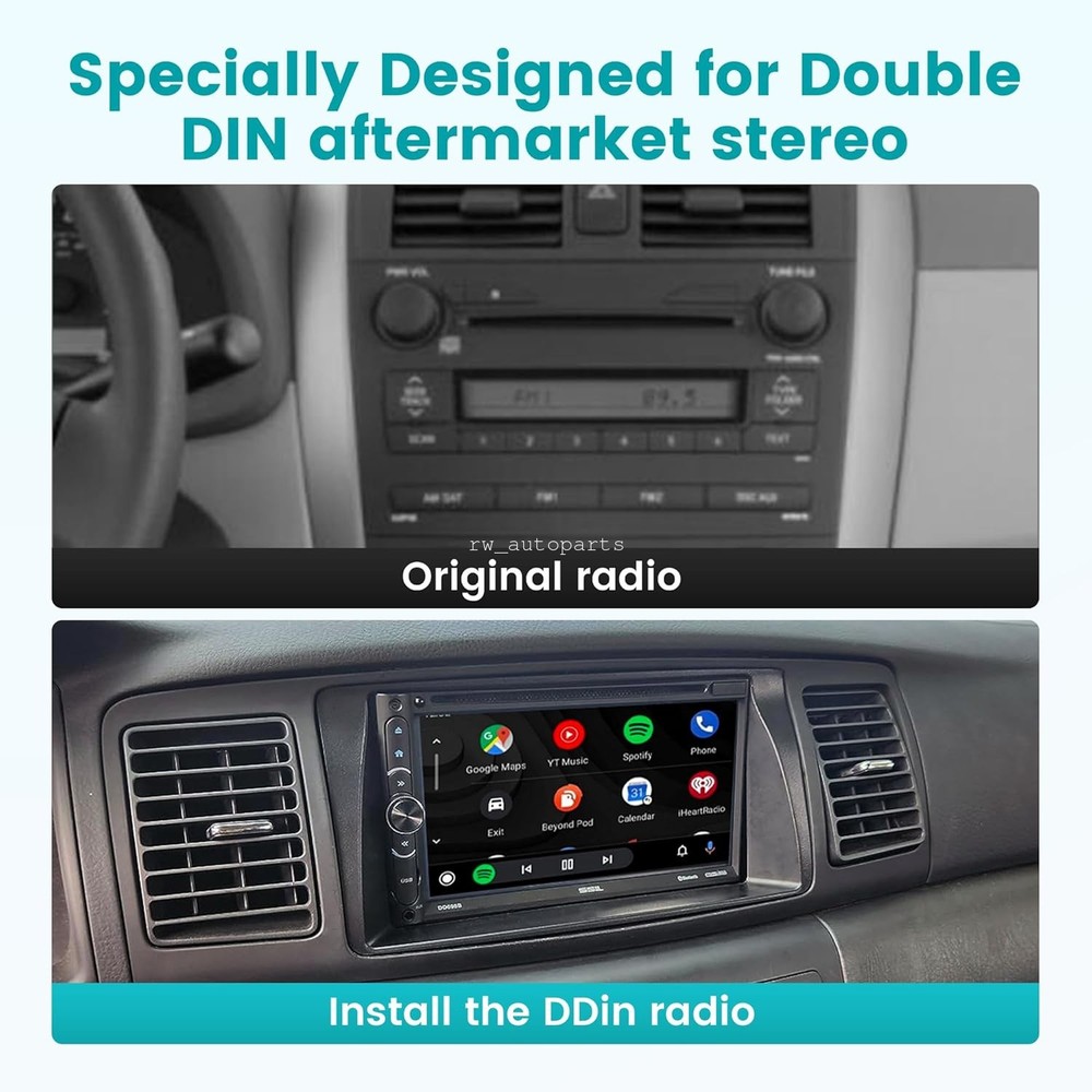 For 2003-08 Toyota Corolla Double DIN Radio Install Dash Bracket & Wire Harness