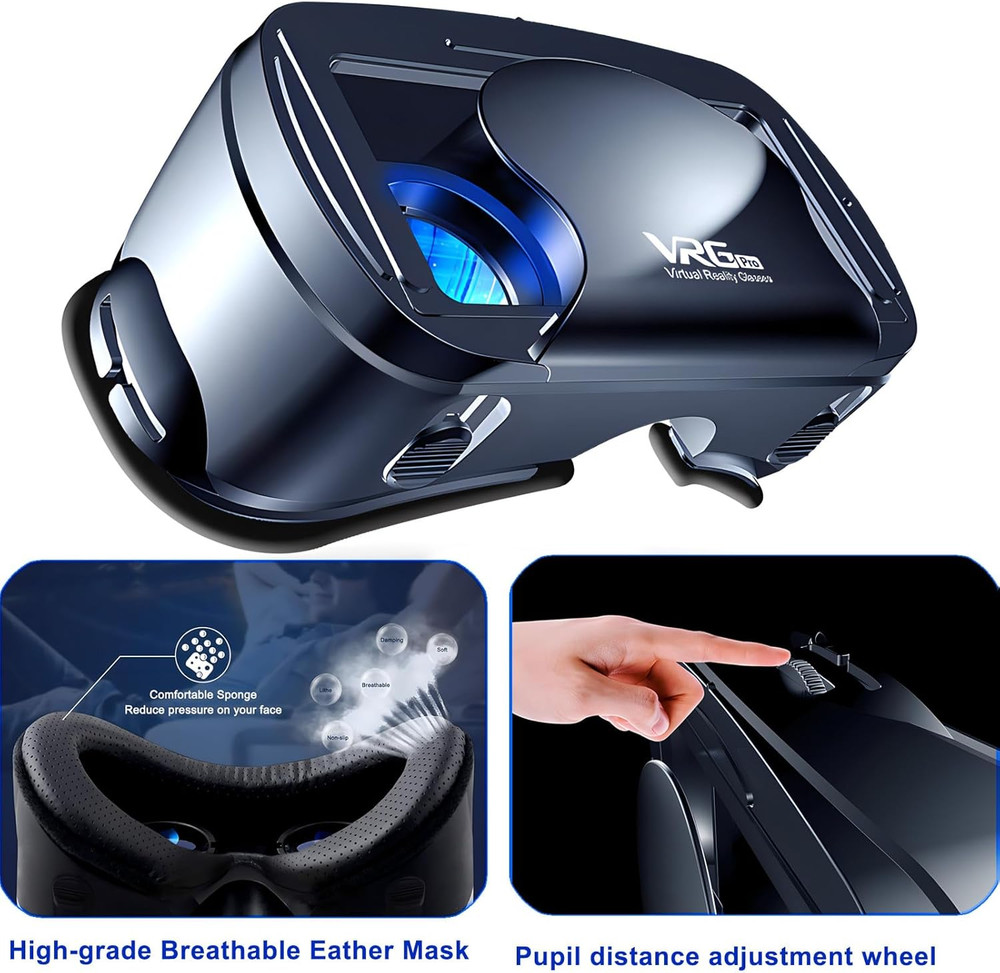 3D VR Headset, Virtual Reality Glasses Headset Helmets, Compatible with 5.0-7.0