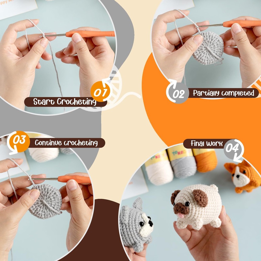 Orange Crochet Kit for Adults Complete Animal Pattern with Video Tutorials