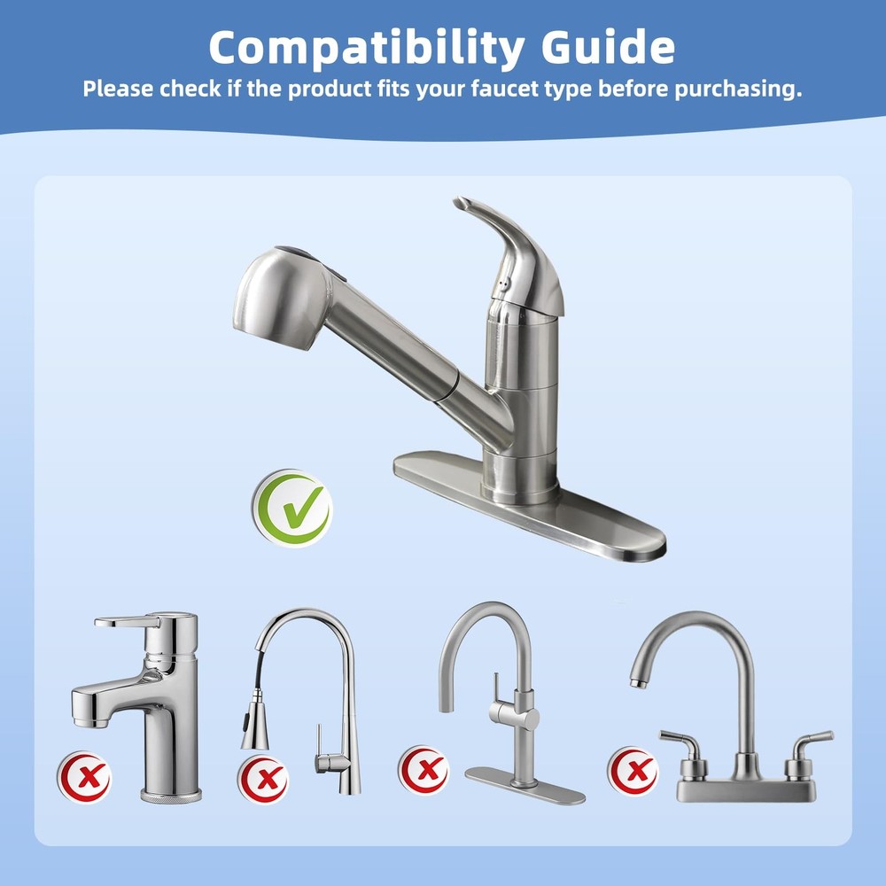 Pull Out Sink Sprayer Head , 2 Function Kitchen Sink Faucet Head, G1/2 or 13/...