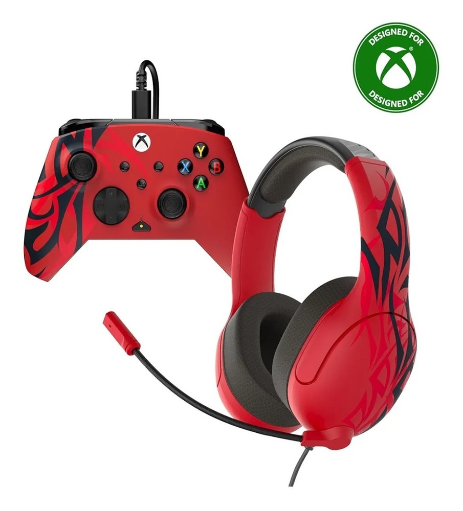 PDP Xbox Series X|S REMATCH Controller + AIRLITE Headset Red Open Box